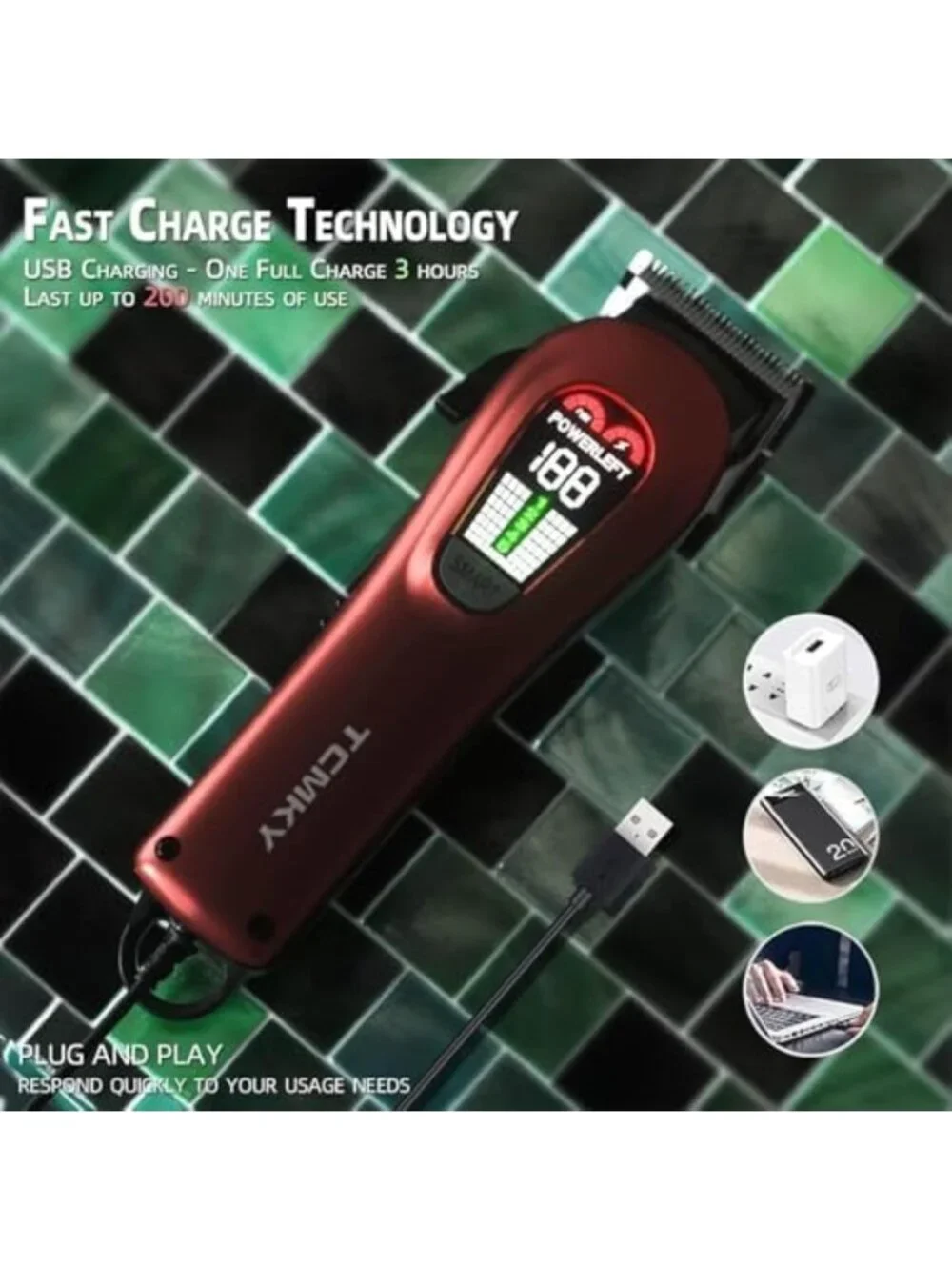 Rechargeable Hair Clippers for Men - Professional Barber Trimmer Kit, Precision